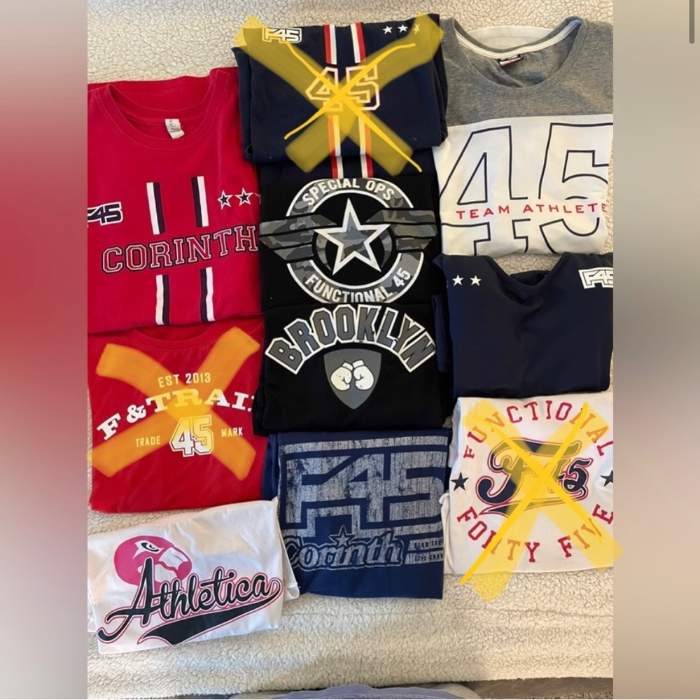 F45 shirts - mostly sleeveless
